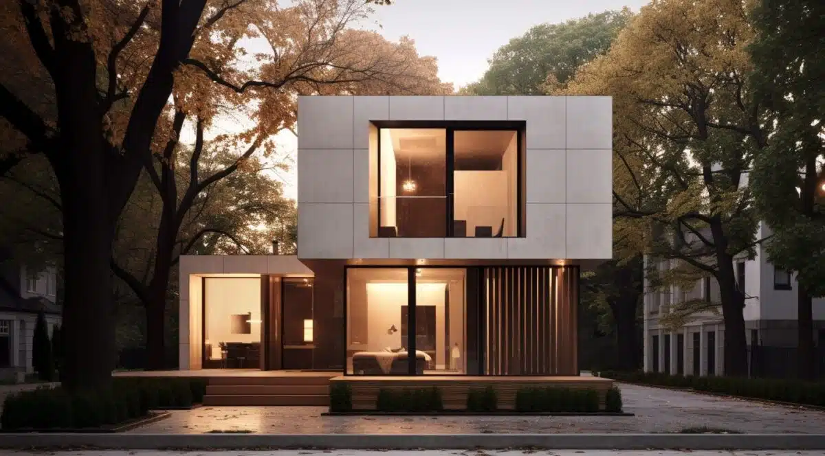 Maison cubique construite clé sur porte